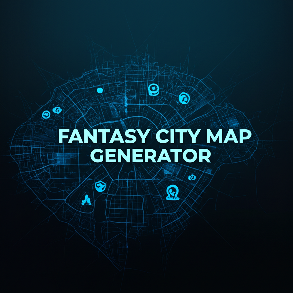 An intricately detailed fantasy city map, showing districts, walls, and waterways, generated by a Fantasy City Map Generator.