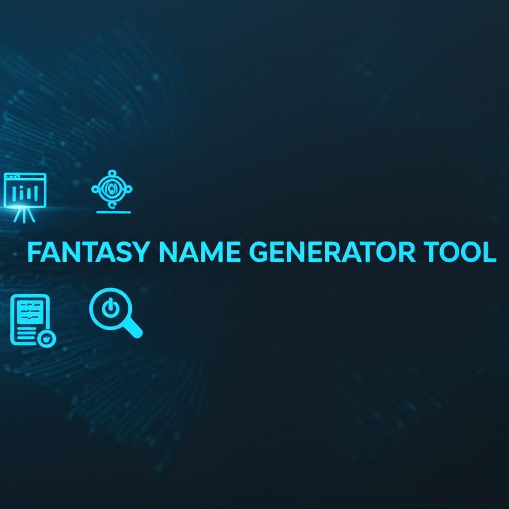 An illustration representing the Fantasy Name Generator Tool with various fantasy elements.